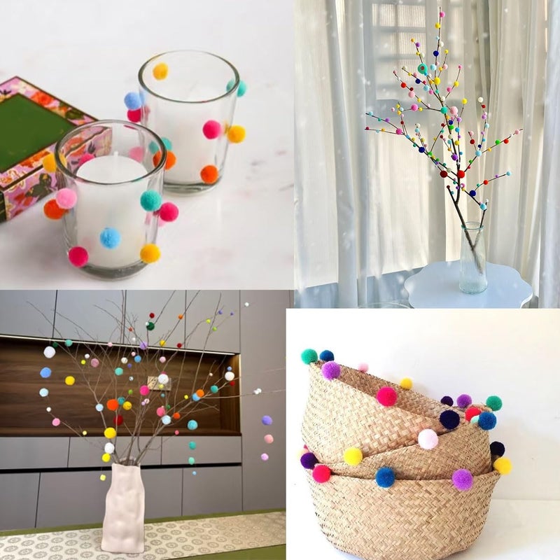 FKEYTO 500 PCS Pompoms for Crafts,Pom Poms in Bright & Bold Assorted Colors,Pompoms for Arts and Craft Making Decorations，Assorted Sizes - Image 3